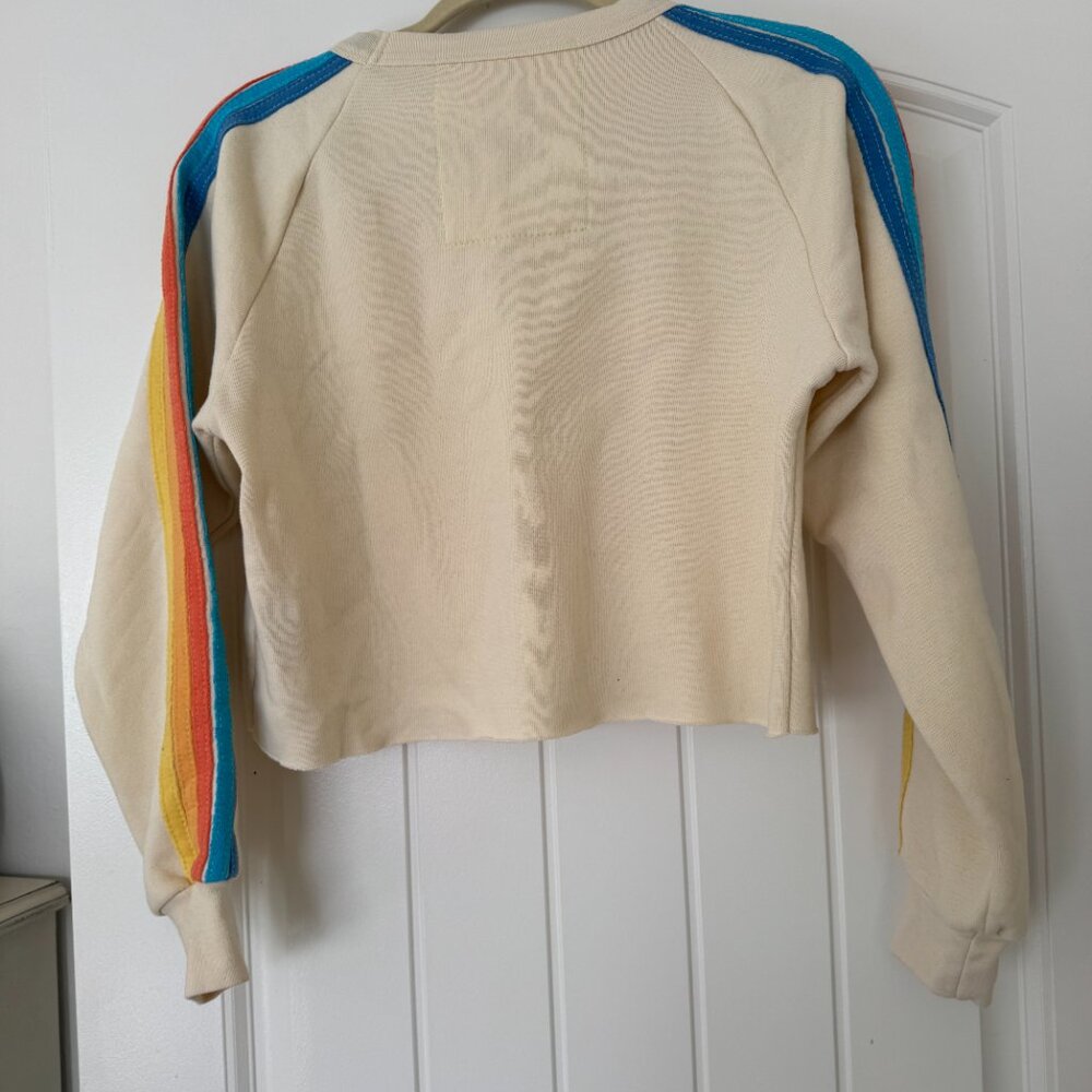 Aviator Nation Classic Stripe Cropped Crew Sweatshirt - Picture 5 of 5